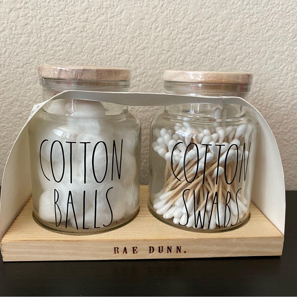Rae Dunn Cotton Balls and Cotton Swab Set